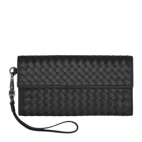Bottega Veneta/葆蝶家   女士黑色羊皮編織時尚翻蓋手拿包單肩包斜挎包女包 427552-V001N-1000