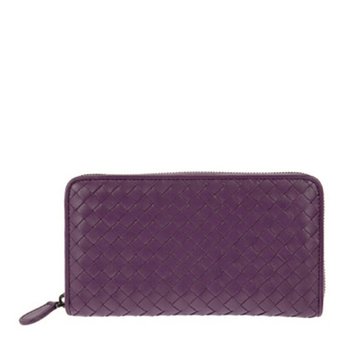 Bottega Veneta/葆蝶家 女士純色羊皮經(jīng)典編織拉鏈開合長(zhǎng)款錢夾錢包手包手拿包女包 275064-V001N 多色可選