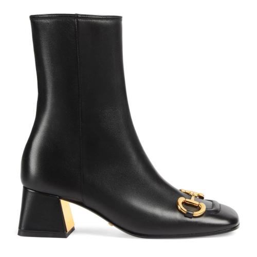  GUCCI古馳 22年秋冬 女士 女士馬銜扣中跟踝靴 643888 BKO00 1000