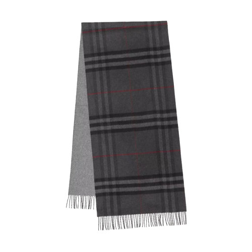 BURBERRY/博柏利新款 男女同款炭灰色雙面兩用格紋羊絨圍巾80462961