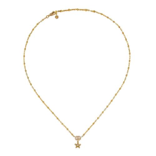  GUCCI古馳 22年秋冬 女士 Gucci花卉造型18k金鉆石項鏈 581842 J8540 8000