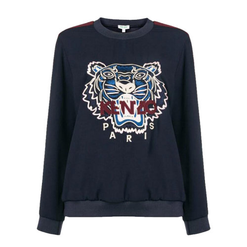 KENZO/高田賢三  凱卓女裝 經(jīng)典虎頭圖案 女士深藍(lán)色棉質(zhì)時(shí)尚圓領(lǐng)秋冬衛(wèi)衣 F862TO0105AC.76