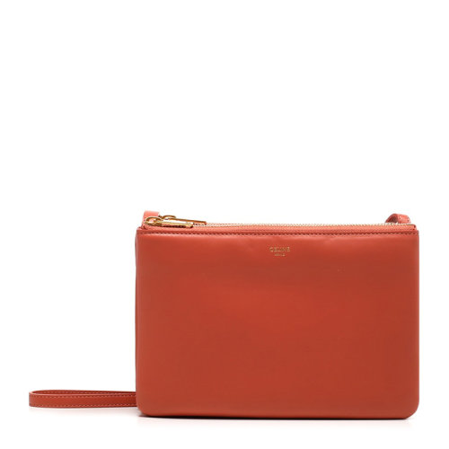 Celine 思林  女士羊皮logo燙金拉鏈單肩包 斜挎包