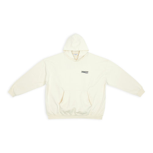 Balenciaga/巴黎世家 22年秋冬新款 女士淺米色純棉飾有刺繡政治運動圖案連帽衛衣620947TKVI98962