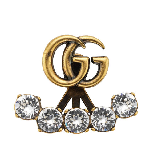 GUCCI/古馳  鍍金的金屬 單雙G水晶耳環605853J1D508066