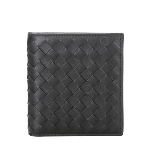 Bottega Veneta/葆蝶家 男士黑色小牛皮短款錢包 222338V4651
