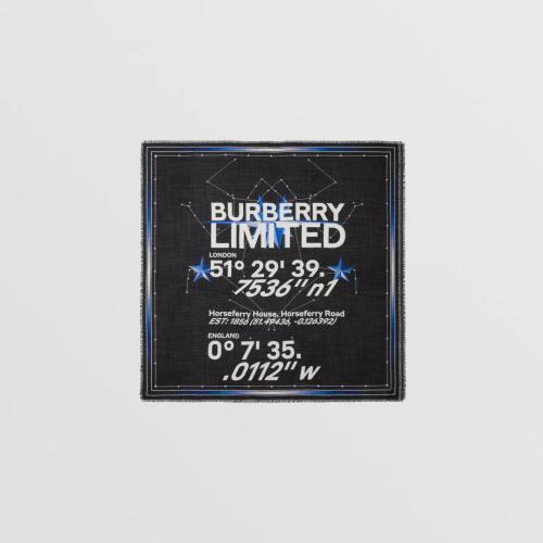  BURBERRY 22年秋冬 女士 星座印花絲毛混紡大號方巾 80598671