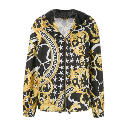 VERSACE/范思哲 女士多色拼色滌綸印花裝飾拉鏈開合連帽外套夾克 A84010-A231034-A7900