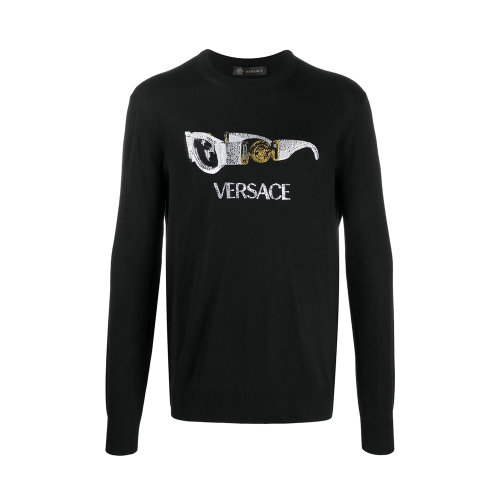 VERSACE/范思哲 男士黑色混紡材質徽標印花衛(wèi)衣 A86050-A233965-A1008