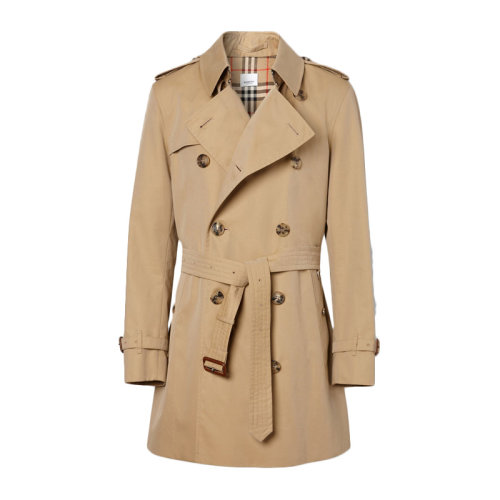 BURBERRY/博柏利 男裝 服裝 Trench棉質中長款雙排扣束腰 男士風衣外套 801523