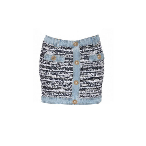BALMAIN/巴爾曼  女裙 時(shí)尚百搭 女士拼色半身裙 TF14025K045 GAE HKY012467
