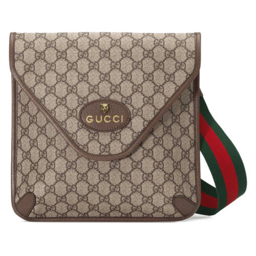 GUCCI/古馳GG Supreme系列 米色帆布Neo中號 虎頭單肩包5986049C2VT8745