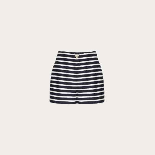  VALENTINO華倫天奴 22年秋冬 女士 短褲 SHORT EN CREPE COUTURE a IMPRIMé RAYé 1B3RF3787D