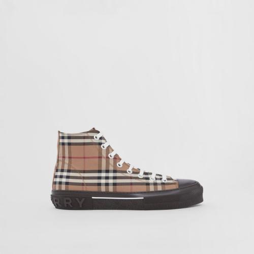  BURBERRY 22年秋冬 男士 Vintage 格紋棉質高幫運動鞋 80556611