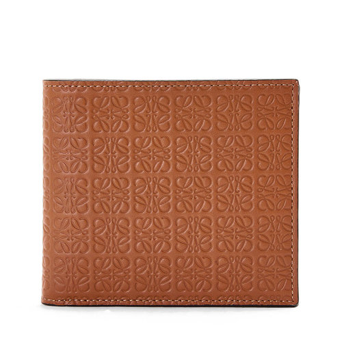 LOEWE/羅意威 Repeat系列 棕褐色壓花真絲小牛皮雙折錢包0010643088