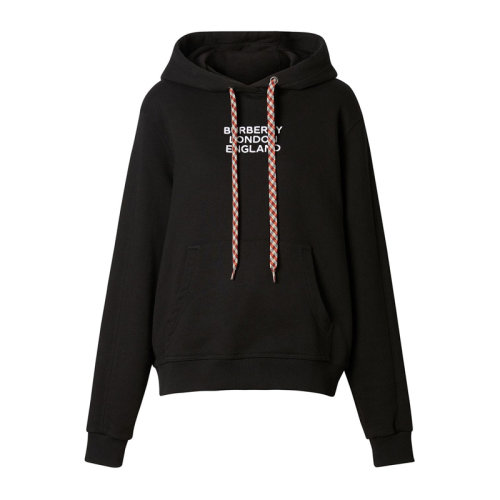 BURBERRY/博柏利 女裝 服裝 黑色棉質連帽字母裝飾寬松短款 女衛衣 8019990