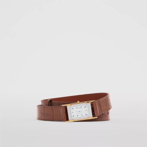  BURBERRY 22年秋冬 男士 裝飾性腕表設計壓花皮革腰帶 80589711