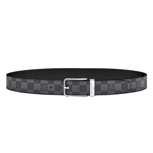 Louis Vuitton/路易威登 男士黑灰色帆布棋盤35毫米腰帶M9402U