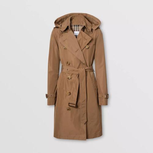  BURBERRY 22年秋冬 女士 可拆式連帽形狀記憶塔夫綢 Trench 風衣 80335211 預定商品1-3周發貨