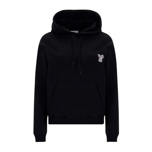 Balenciaga/巴黎世家 女士黑色棉質動物貼花裝飾連長袖帽衫衛衣上衣女裝 612959-TIVD2-1000
