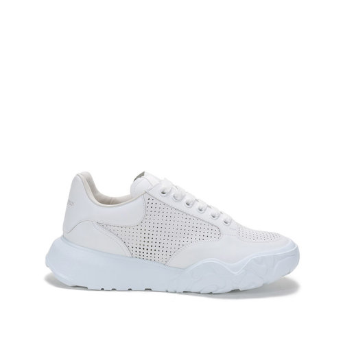 Alexander McQueen/亞歷山大麥昆 2021款 男士皮革鏤空系帶休閑運動鞋 645887 WHZ9A小白鞋