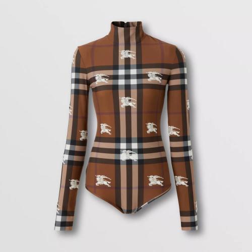  BURBERRY 22年秋冬 女士 馬術(shù)騎士繡標格紋彈力平織連身衣 80636121