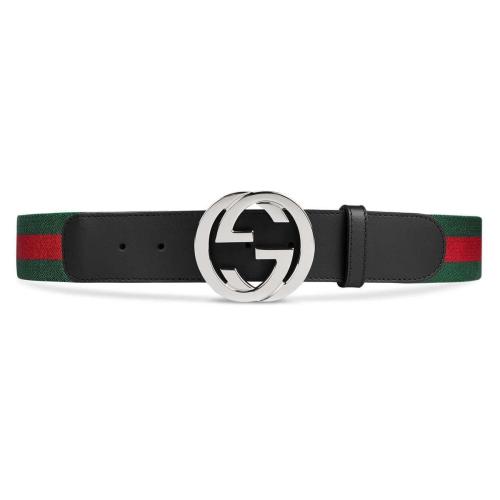  GUCCI古馳 22年秋冬 男士 飾條紋織帶G帶扣腰帶 411924 H917N 1060