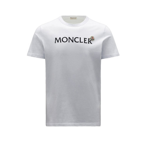 Moncler/蒙克萊 22年秋冬新款 男士光學白色純棉Logo印花短袖T恤H20918C000258390T001