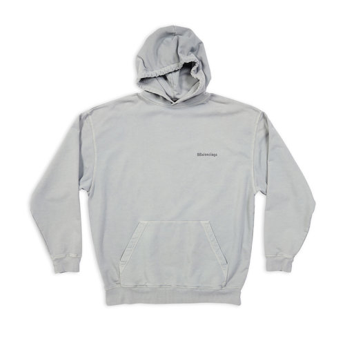 Balenciaga/巴黎世家 22年秋冬新款 男士灰色石洗中重抓絨中等剪裁正面袋鼠口袋刺繡標(biāo)識(shí)抽繩連帽衛(wèi)衣570811TNVG89244