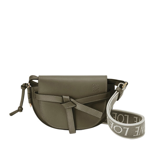 LOEWE/羅意威  Gate Dual系列 女士迷你秋綠色小牛皮翻蓋單肩斜挎腰包0010623411