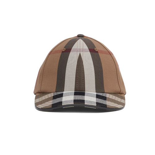 BURBERRY/博柏利 22年秋冬新款 男女同款樺木棕色純棉徽標裝飾格紋棒球帽鴨舌帽80560801