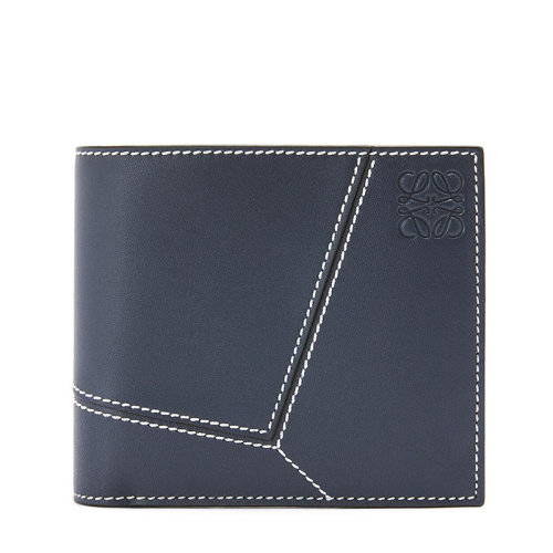 LOEWE/羅意威 Puzzle系列 男士海洋色縫線光滑小牛皮零錢卡夾錢包0010639961