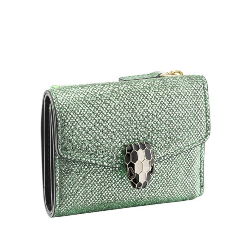 BVLGARI/寶格麗  SERPENTI FOREVER 女士薄荷綠牛皮短款錢包 290125