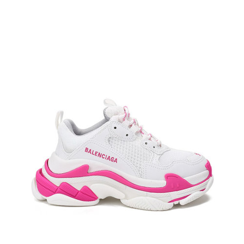 Balenciaga/巴黎世家 女士TRIPLE S系列織物/聚氨酯系帶休閑運動鞋老爹鞋厚底鞋LOGO刺繡 524039 W2CA3