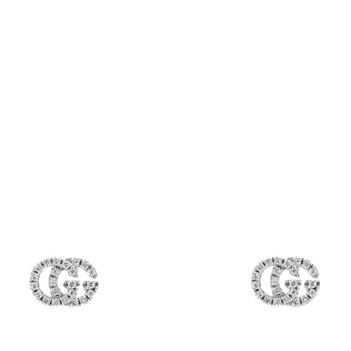GUCCI/古馳  double G系列 18k金白金46顆鉆石雙G耳釘481678J85409066