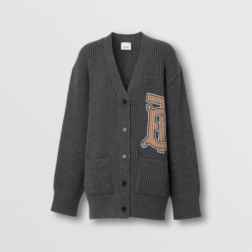  BURBERRY 22年秋冬 女士 專屬標識嵌花羊毛寬松開衫 80584081