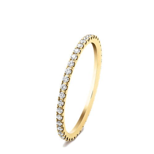 Van Cleef & Arpels/梵克雅寶 經典Félicité系列 18K金黃金鑲嵌鉆石1.25毫米寬戒指婚戒指環VCARO8BN00
