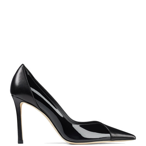 Jimmy Choo/周仰杰 22年秋冬新款 Cass 95系列 女士黑色納帕皮和漆皮高跟鞋CASS95NPA-NOIR