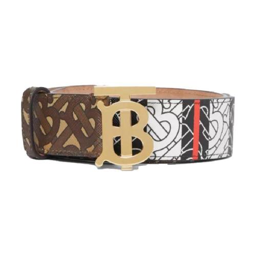  BURBERRY 22年秋冬 女士 專屬標識條紋環保帆布拼皮革腰帶 80189911 預定商品1-3周發貨