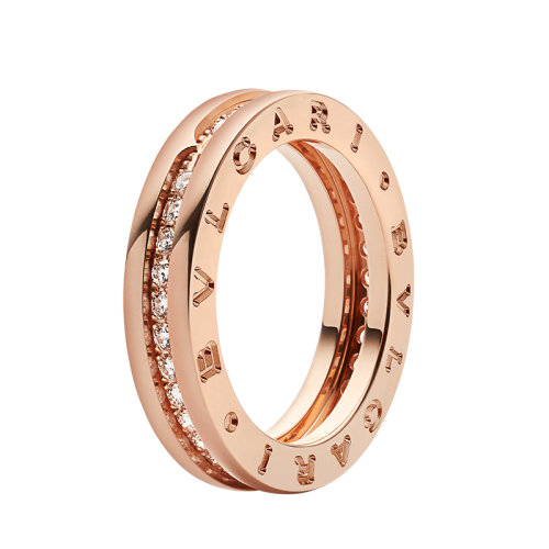 BVLGARI/寶格麗 B.ZERO1系列 18K金玫瑰金鑲有密釘鉆石戒指 342886