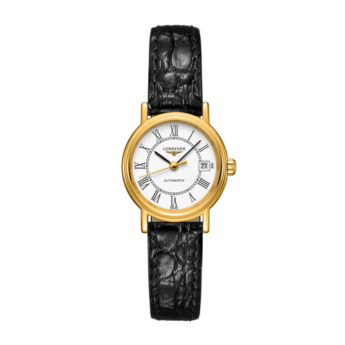 LONGINES/浪琴 時(shí)尚系列 自動(dòng)機(jī)械鋼和黃色PVD表殼皮表帶女表25.50毫米L4.321.2.11.2