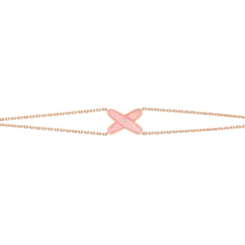 Chaumet/尚美  Jeux de Liens系列 女士18k金玫瑰金鑲嵌粉紅色蛋白石和一顆明亮切割鉆石手鏈083052
