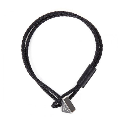 PRADA/普拉達(dá)  男士 黑色皮革時(shí)尚手鏈 2IB288-038-F0002