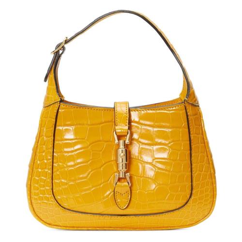  GUCCI古馳 22年秋冬 女士 Jackie 1961系列鱷魚皮迷你手袋 637091 EV40G 7636