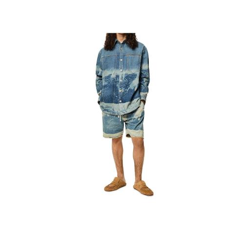  LOEWE羅意威 22年秋冬 男士 短褲 Surf print drawstring shorts in denim H616Y11X08-5320