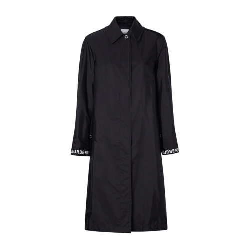 BURBERRY/博柏利 女裝 服裝 黑色聚酰胺LOGO袖標長款 女士風衣