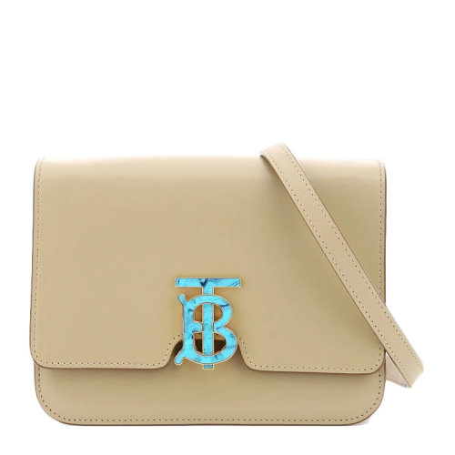 BURBERRY/博柏利 女士淺棕色皮革TB標(biāo)識(shí)單肩包斜挎包女包 8013773