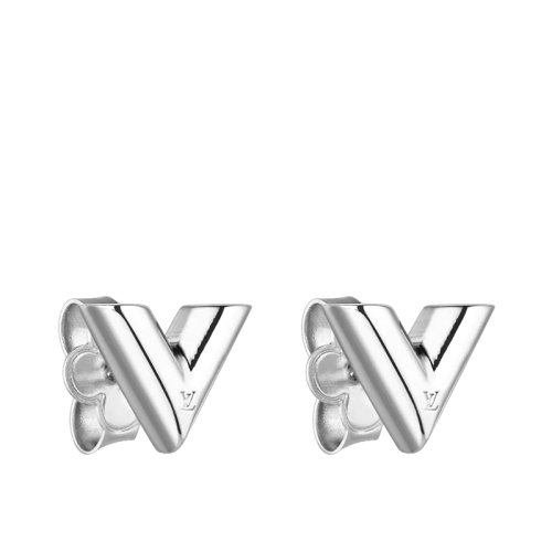 LouisVuitton/路易威登 經典款Essential V 系列 女士銀色鍍鈀黃銅耳釘M63208