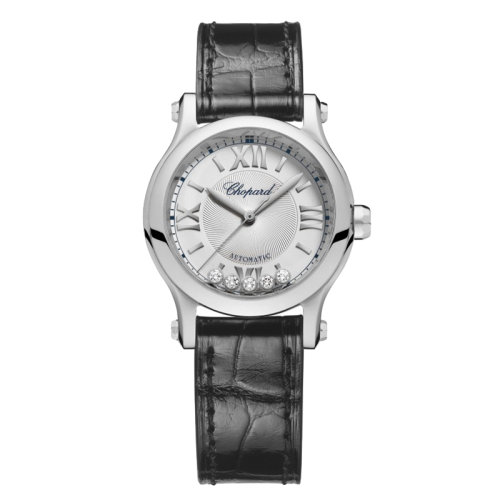  Chopard/蕭邦  Happy Sport系列 自動機(jī)械表鑲鉆精鋼表殼鱷魚皮表帶女表30毫米278573-3011