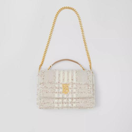  BURBERRY 22年秋冬 女士 Lola - 小號針刺棉格紋帆布學院風蘿納包 80563651